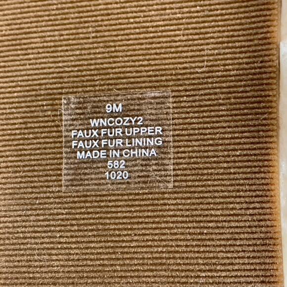 NINE WEST Women's Light Natural Fabric Cozy Faux-Fur Cross Band Slide Sandals - Picture 6 of 8